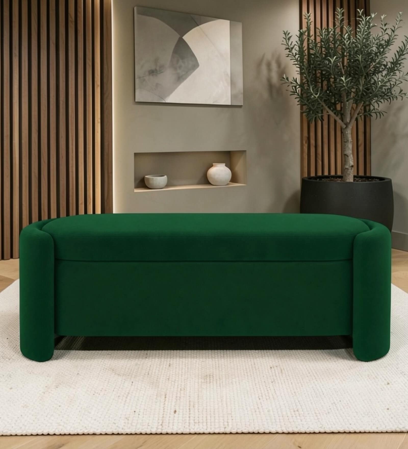 Mayfair Storage Bench In Green Color