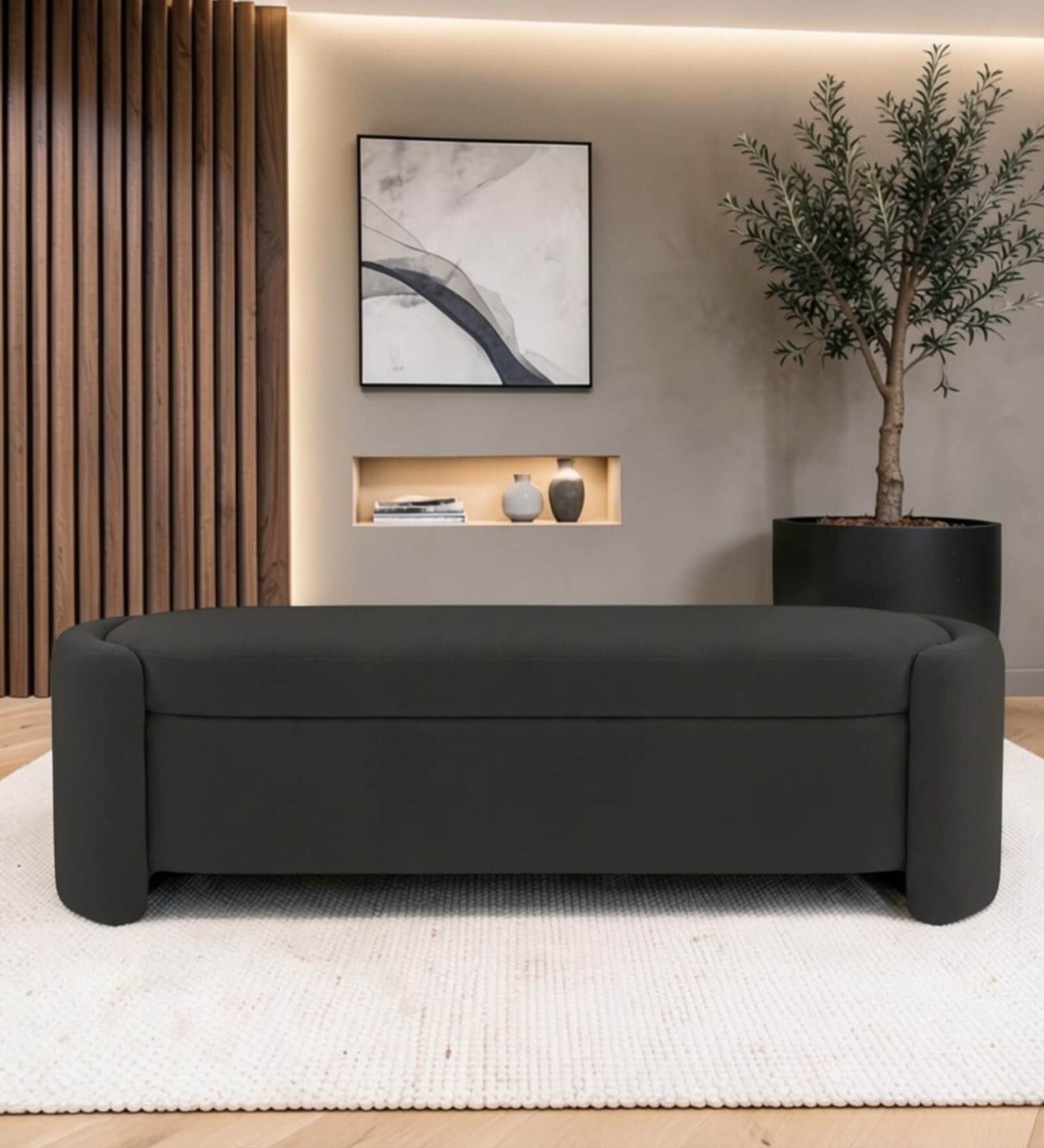 Mayfair Storage Bench In Grey Color