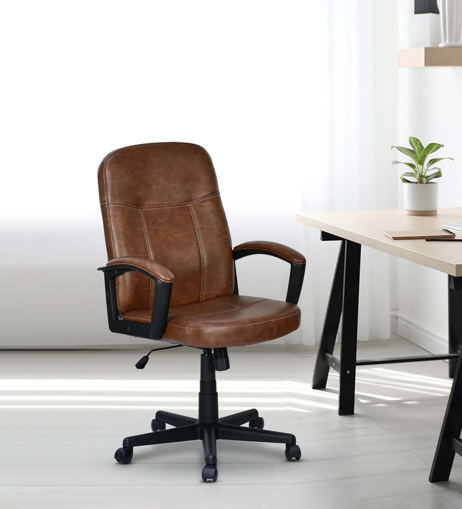 Mayor Leatherette  Executive  Office Chair in Brown Colour