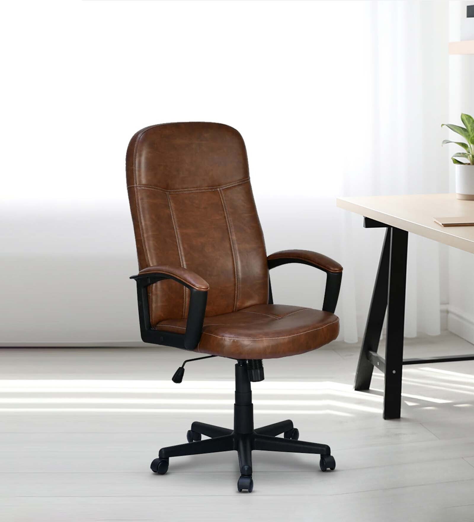 Mayor Leatherette  Executive  Office Chair In Brown Colour
