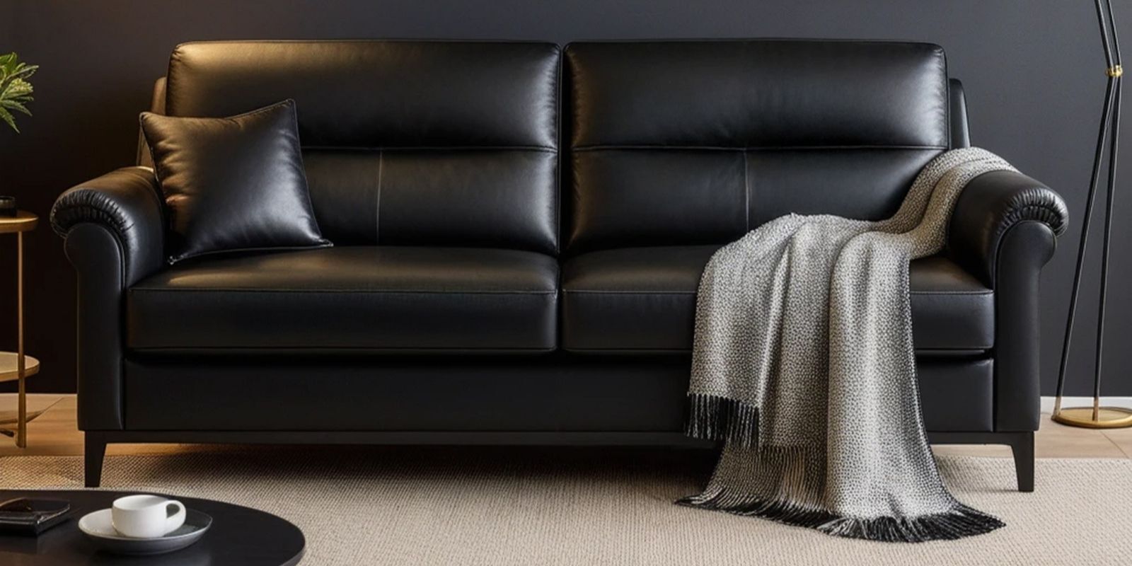 Madison 2.0 Leatherette 3 Seater Sofa In Onyx Black Colour