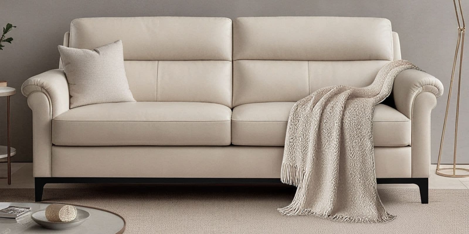 Madison 2.0 Leatherette 3 Seater Sofa In Vanilla veil PU Colour