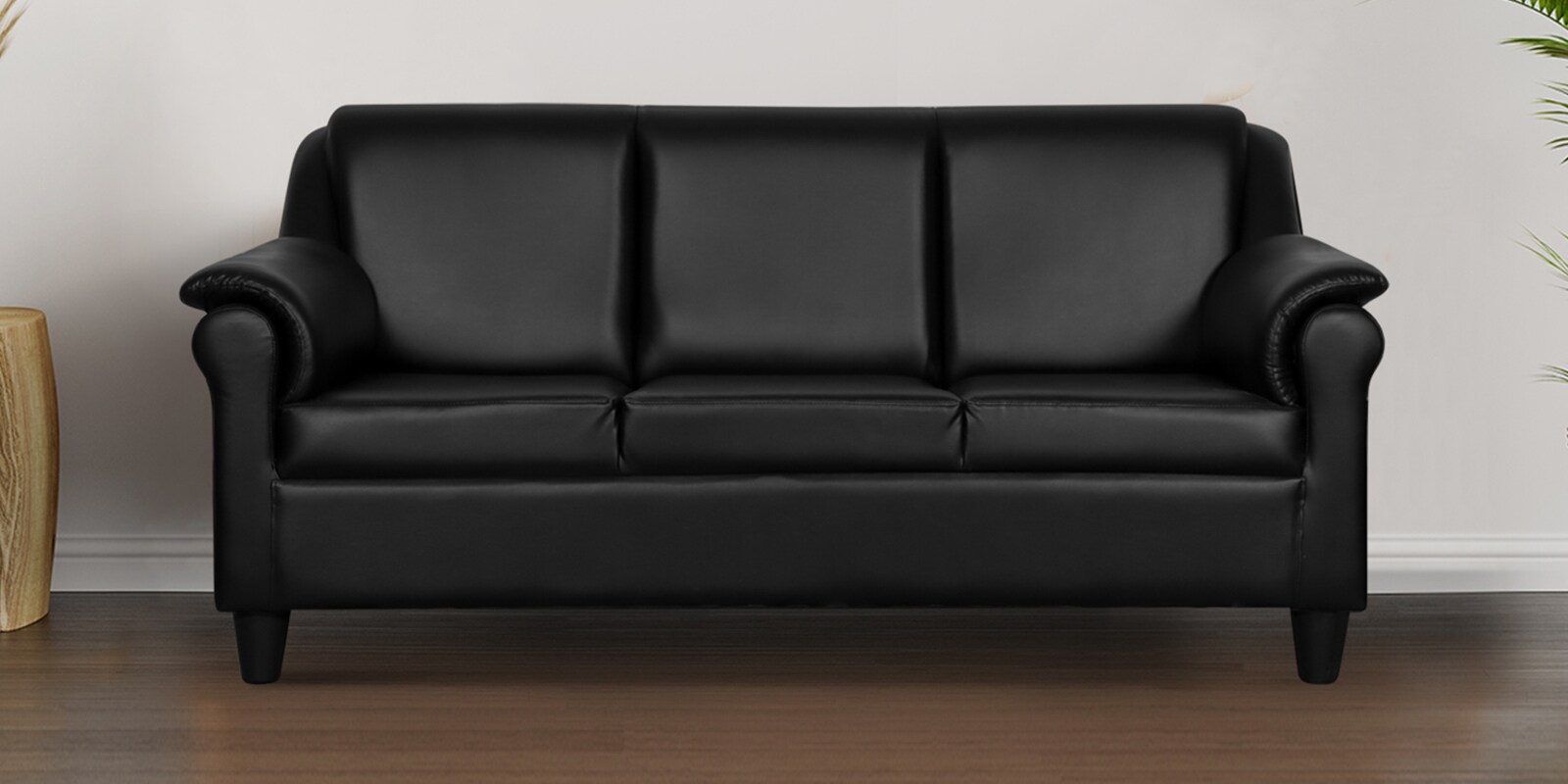 Madison Leatherette 3 Seater Sofa in Black Colour