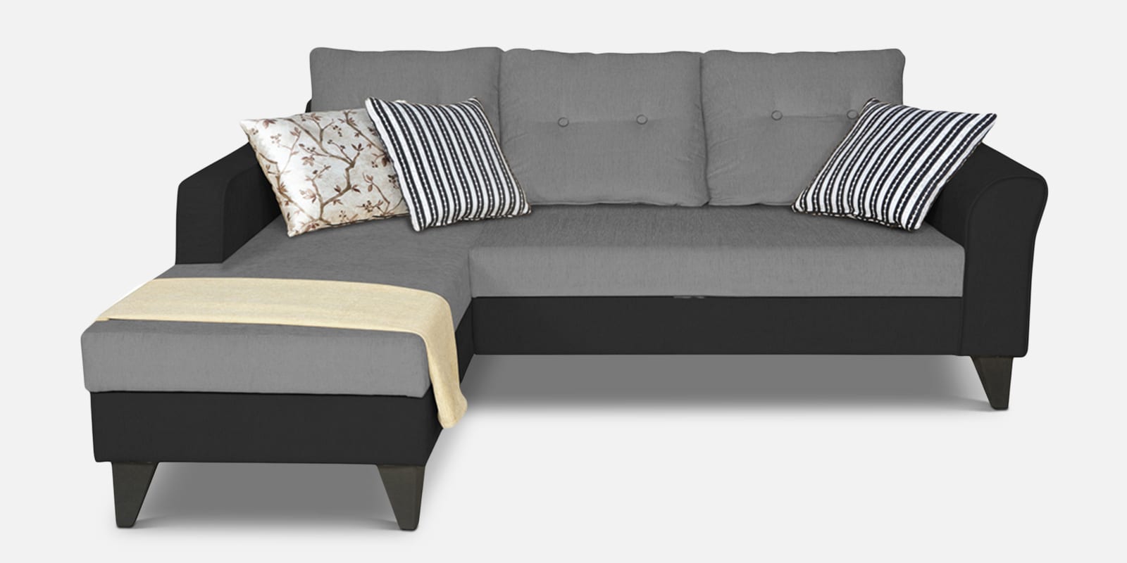 Magneto Fabric RHS Sectional Sofa in Grey & Black Colour