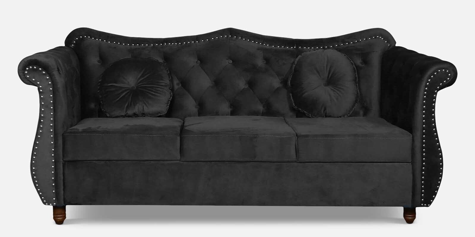 Buy Maharaja Velvet 3 Seater Sofa in Black Colour at 22 OFF by