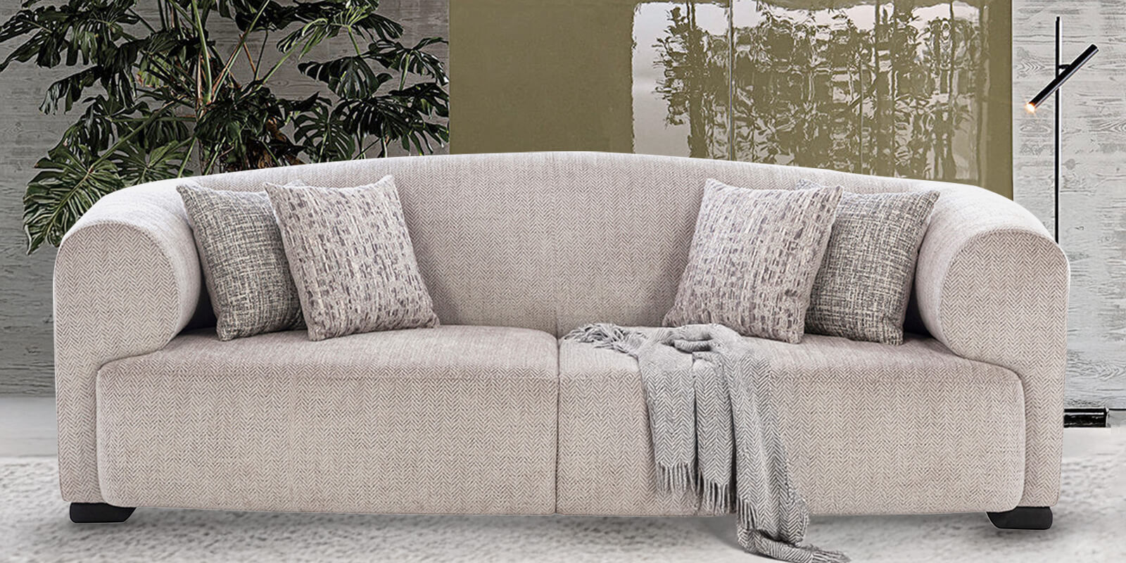 Malabar Fabric 3 Seater Sofa In Browne Cement Colour