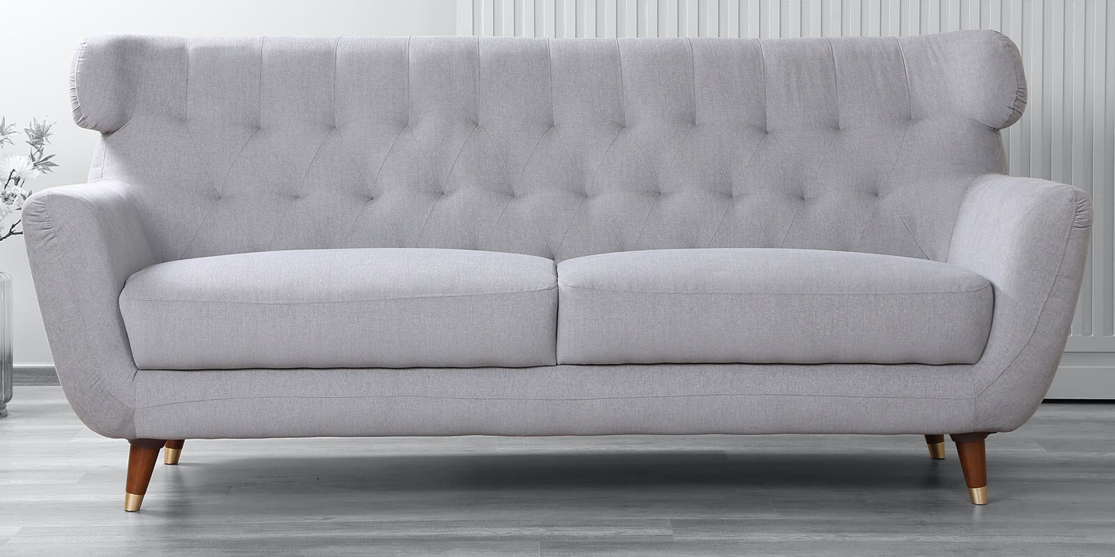 Malena Fabric 3 Seater Sofa In Ash Grey Colour