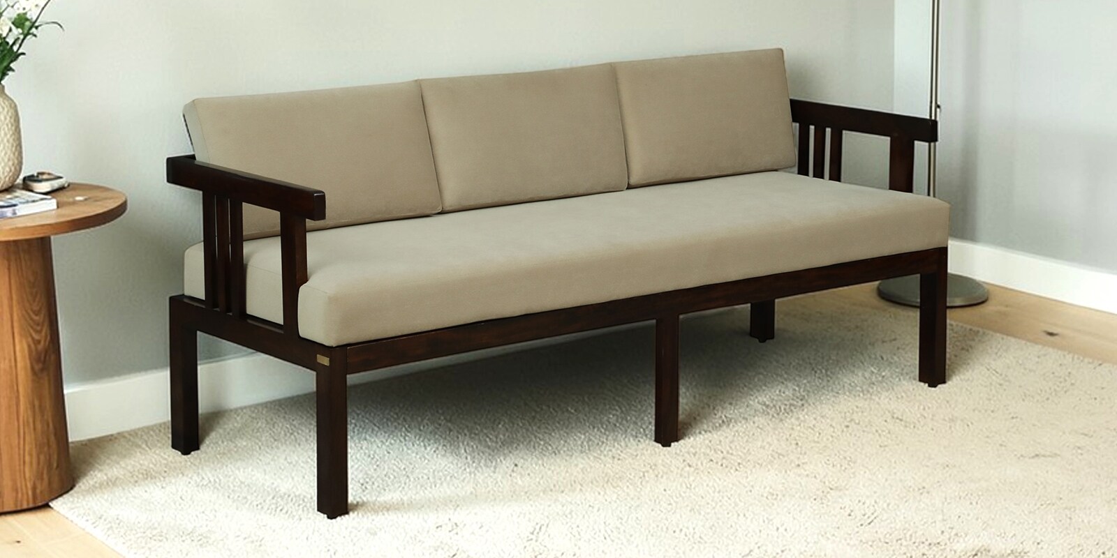 Malmaison Sheesham Wood 3 Seater Sofa In Walnut Finish