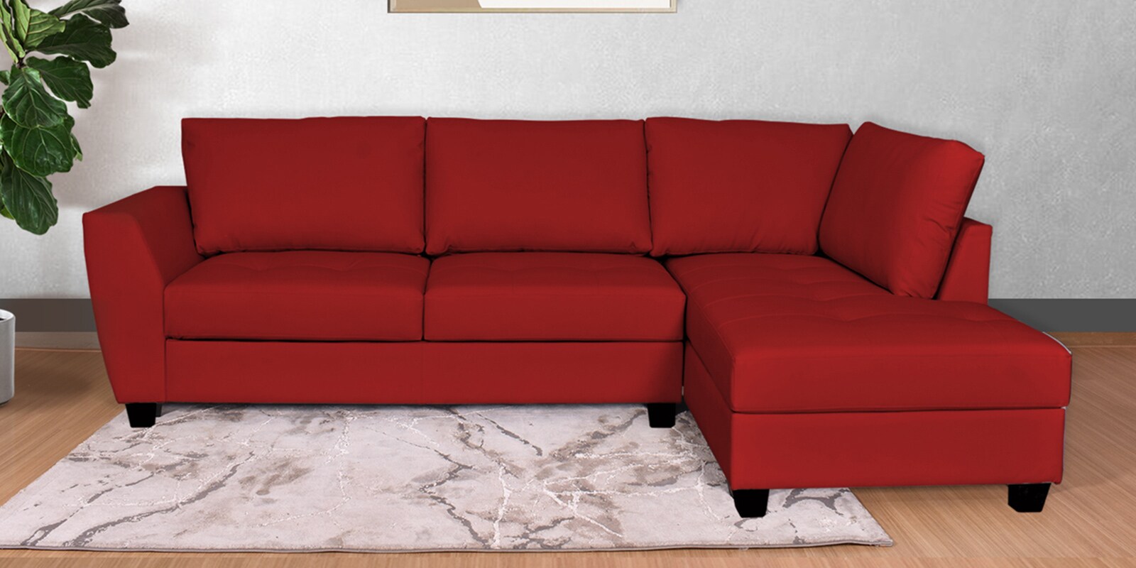 Buy Mamore LHS Sectional Sofa in Cherry Red Colour with Anti Scratch Fabric at 25 OFF by
