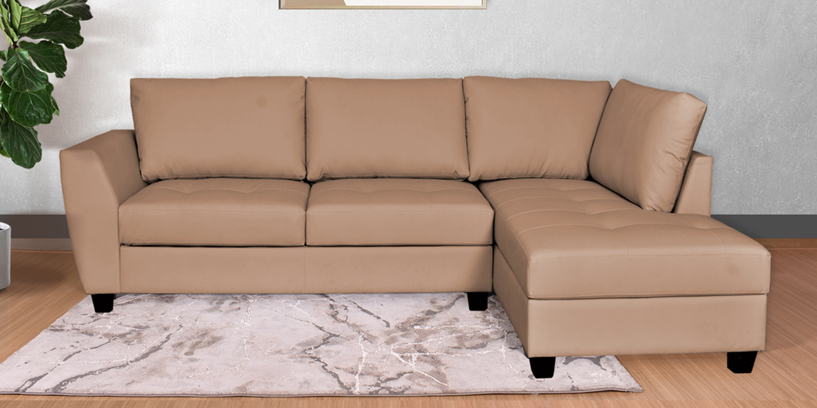 Mamore LHS Sectional Sofa in Light Peach Colour with Anti Scratch Fabric