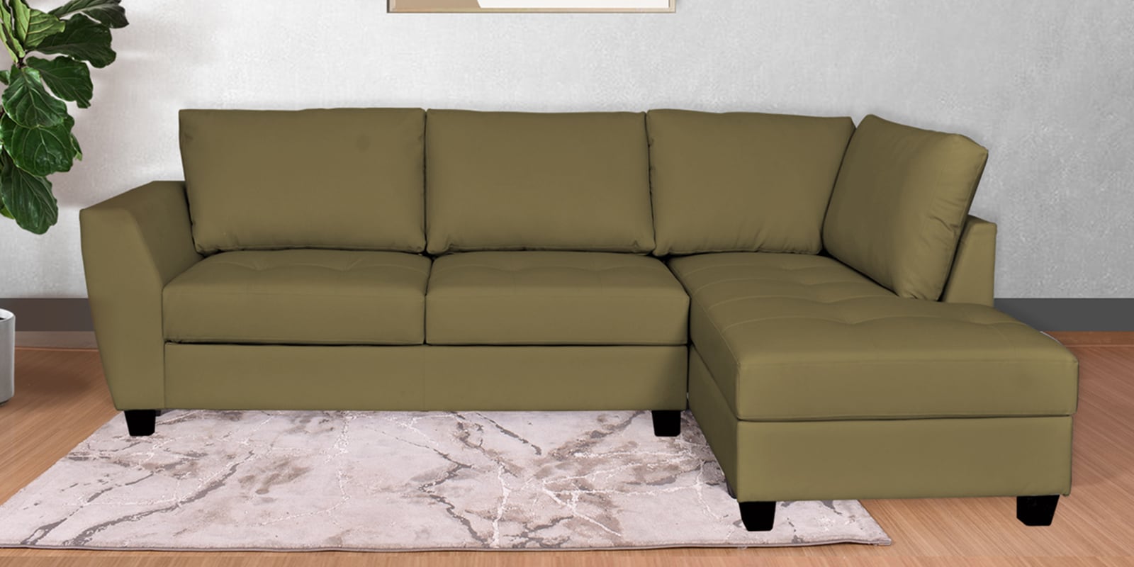 Buy Mamore Anti Scratch Fabric LHS Sectional Sofa in Greyish Brown Colour at 25 OFF by