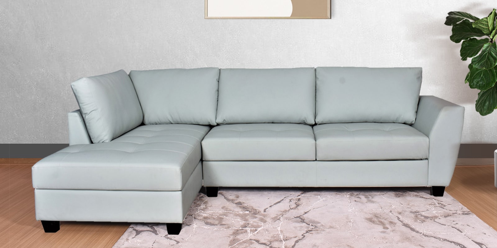 Buy Mamore RHS Sectional Sofa in Light Mint Colour with Anti Scratch Fabric at 18 OFF by