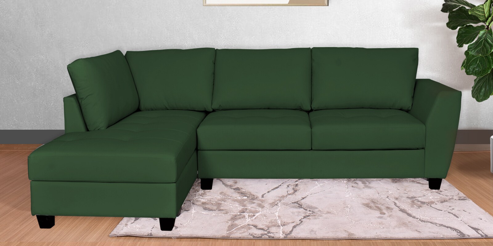 Buy Mamore RHS Sectional Sofa in Royal Green Colour with Anti Scratch Fabric at 18 OFF by