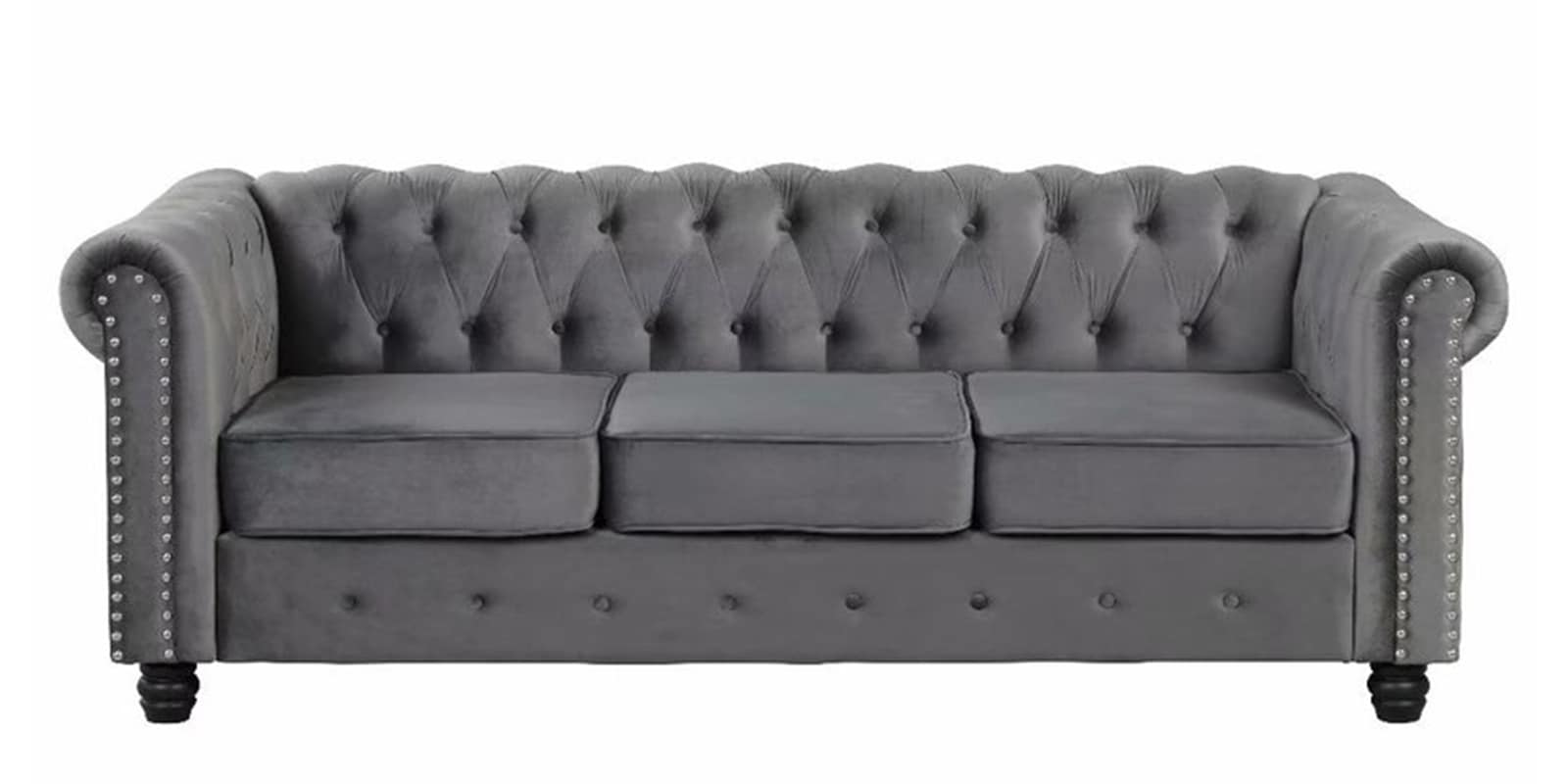 Buy Manchester Fabric 3 Seater Sofa in Grey Colour at 15 OFF by Adorn
