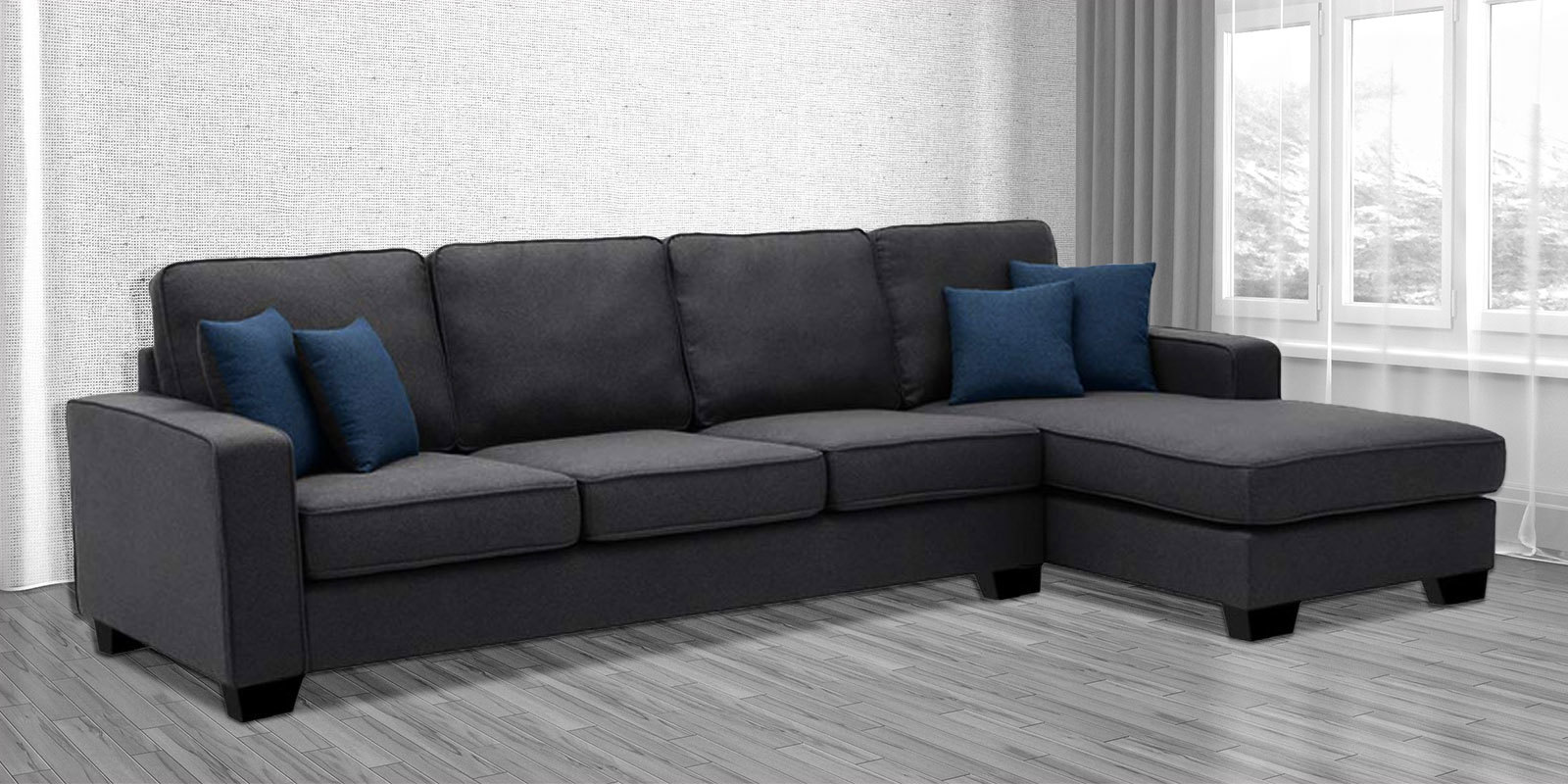 Marco 5 Seater LHS Sectional Sofa in Dark Grey Colour Marco 5 Seater LHS Sectional Sofa in Dark Grey Colour