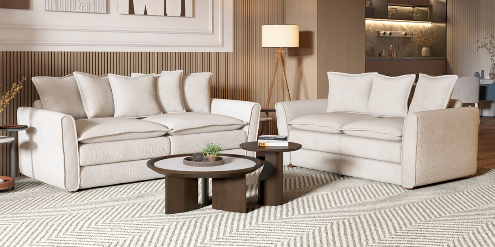 Marina 2 Seater Sofas In Beige Colour Marina 2 Seater Sofas In Beige Colour