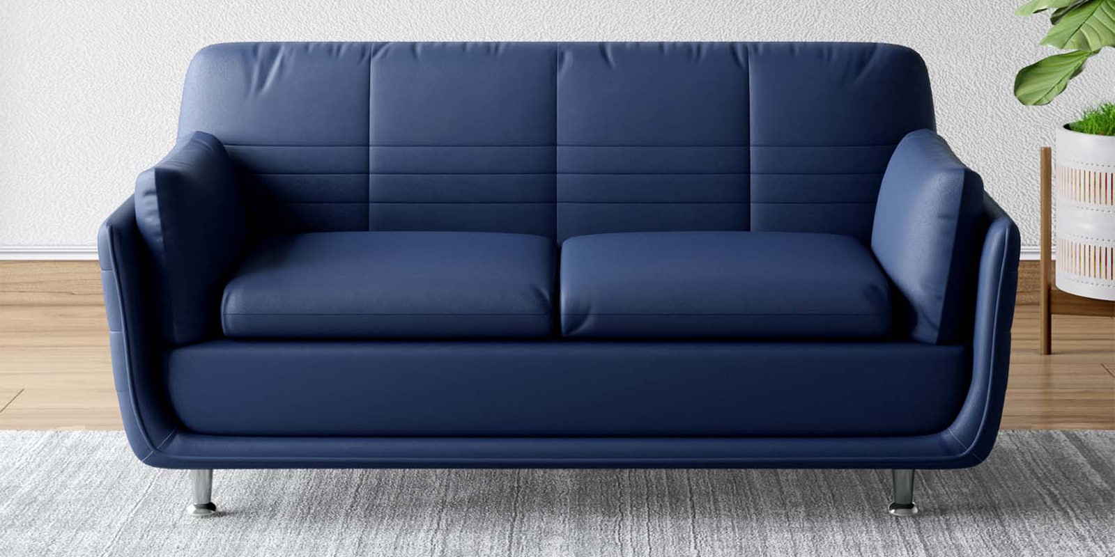 Marina Leatherette 3 Seater Sofa In Blue Colour