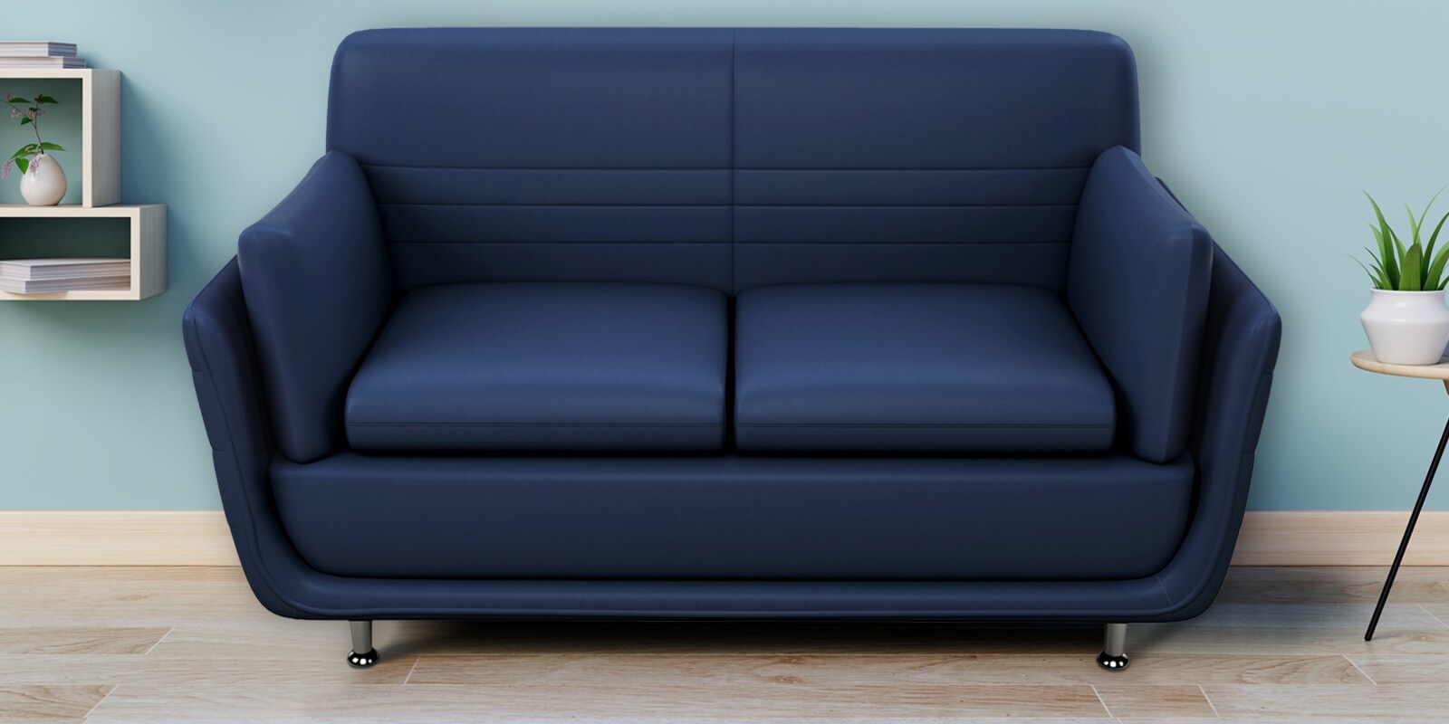 Marina Leatherette 2 Seater Sofa in Blue Colour