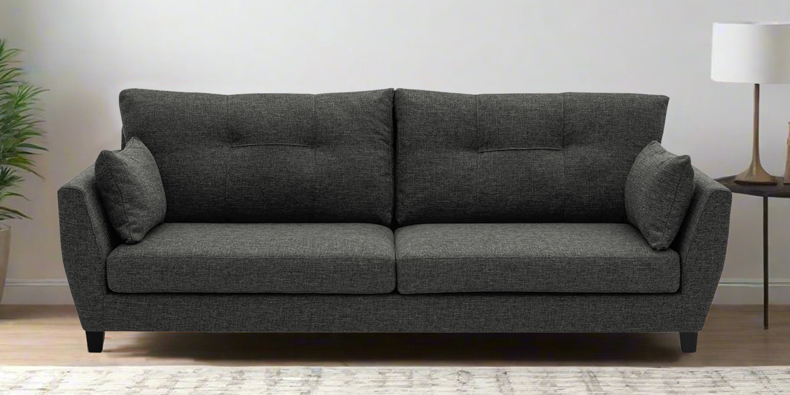 Mario Fabric 3 Seater Sofa in Charcoal Grey Colour