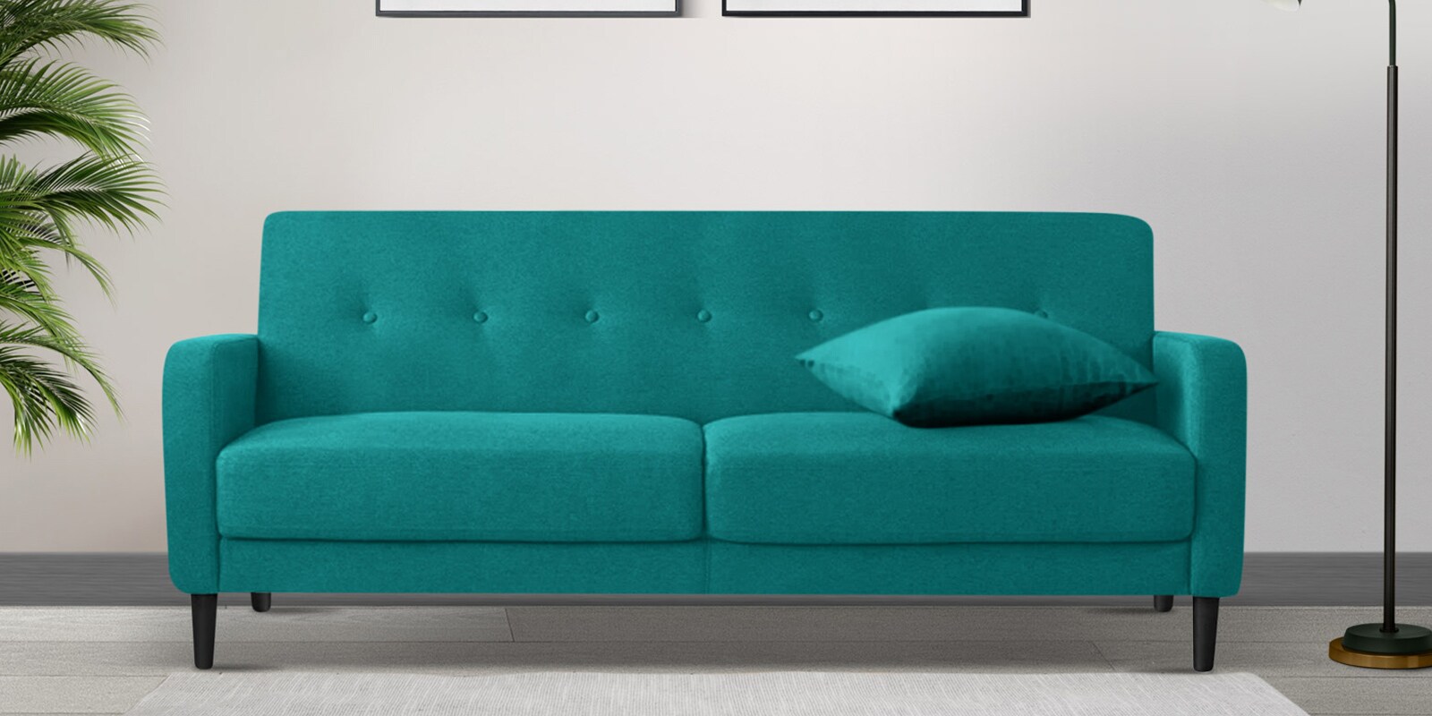 Buy Marq Fabric 3 Seater Sofa in Sea Green Colour at 47 OFF by Febonic