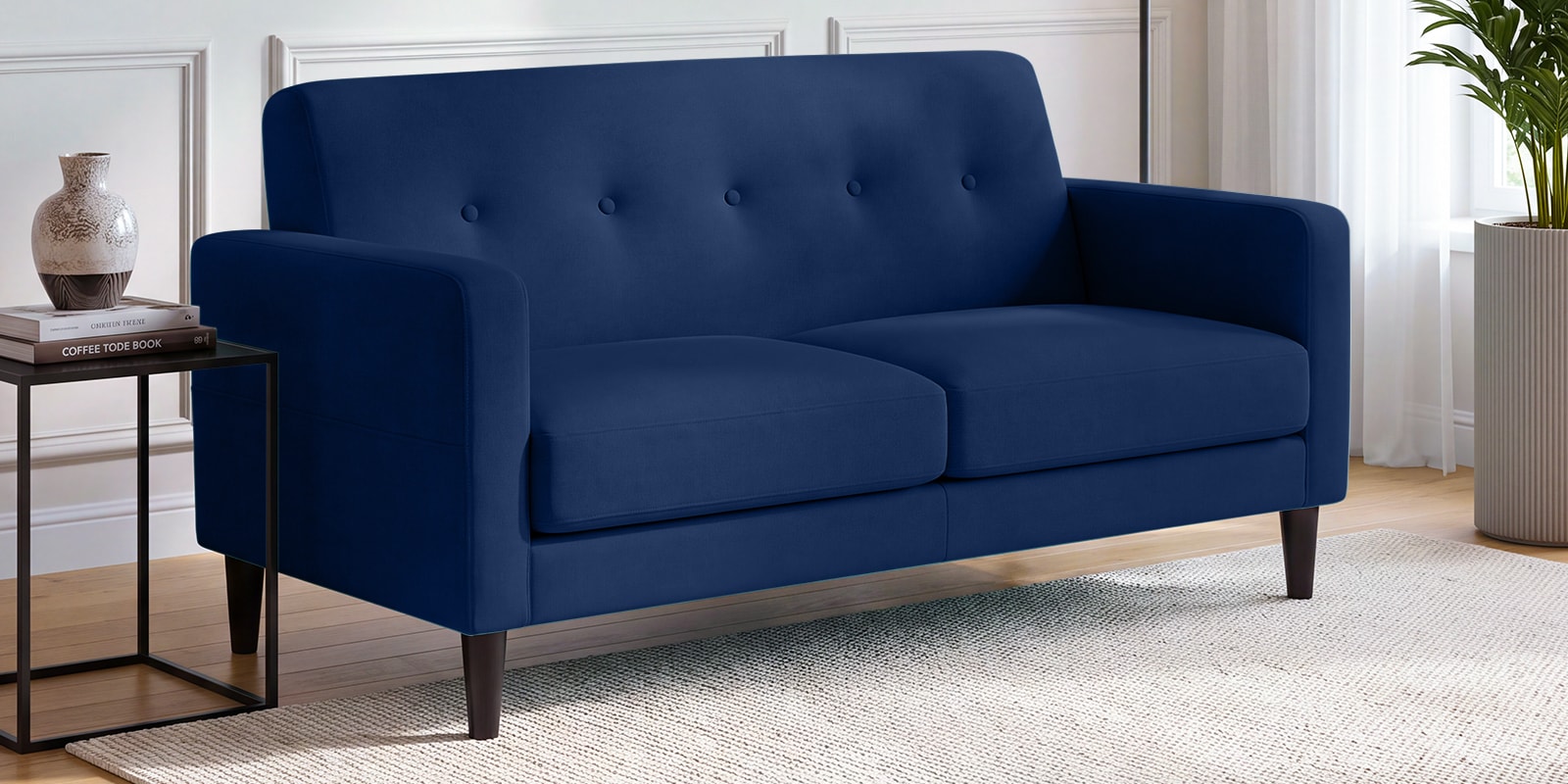 Marq Velvet Fabric 2 Seater Sofa In Blue Colour