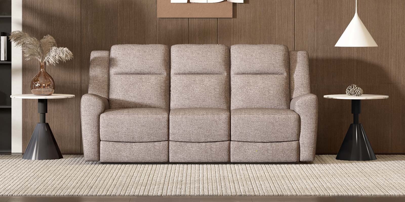 Matilda 3 Seater Recliner In Greige Colour With Matte Finish Matilda 3 Seater Recliner In Greige Colour With Matte Finish