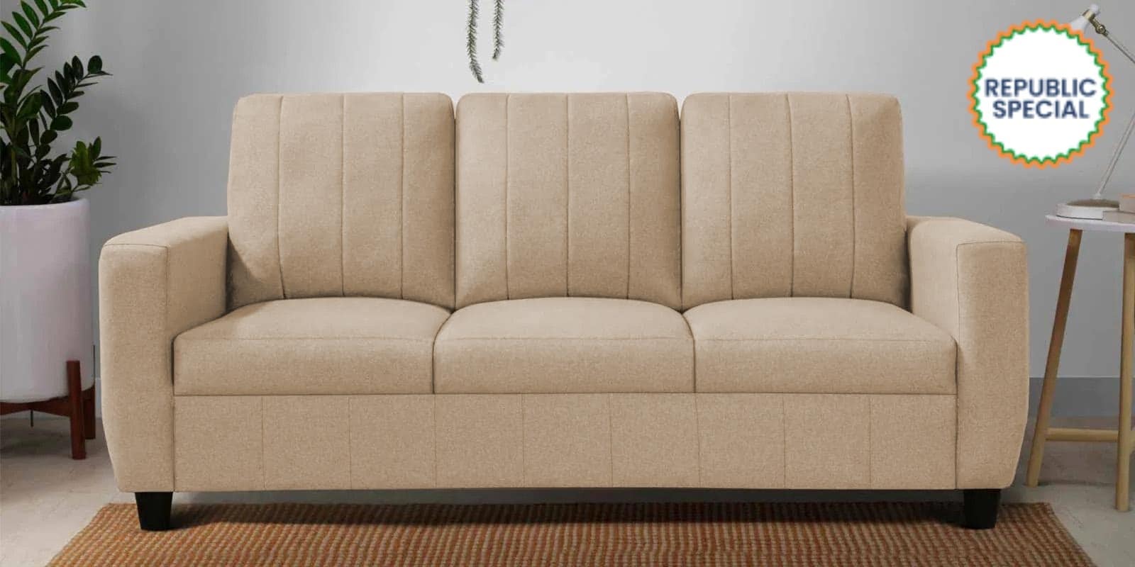 Matsu Fabric 3 Seater Sofa In Brown Colour
