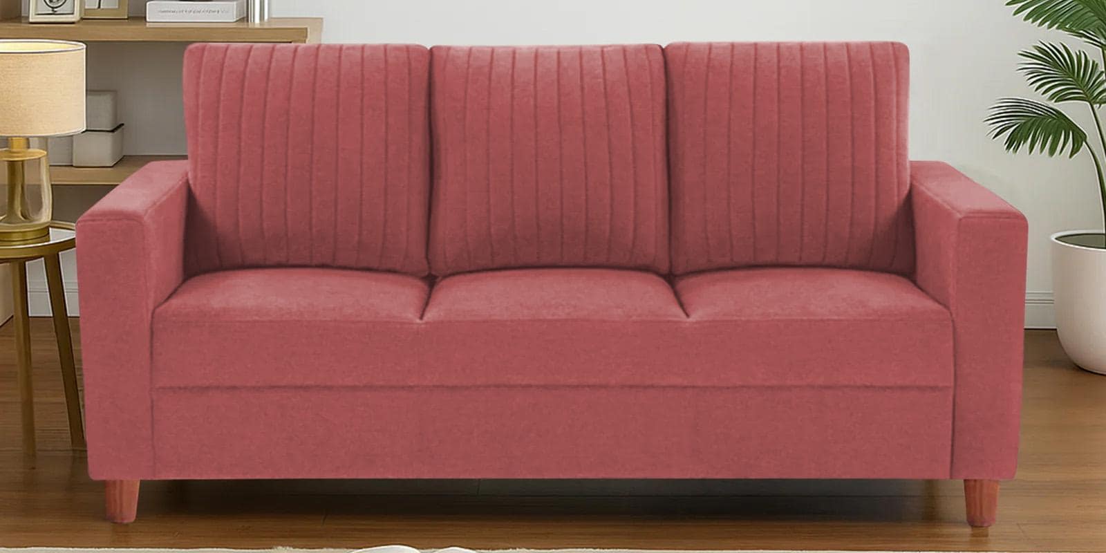 Matsu Fabric 3 Seater Sofa In Pink Colour