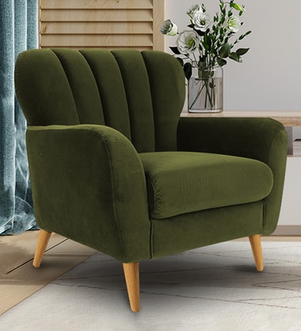 grey and green accent chair