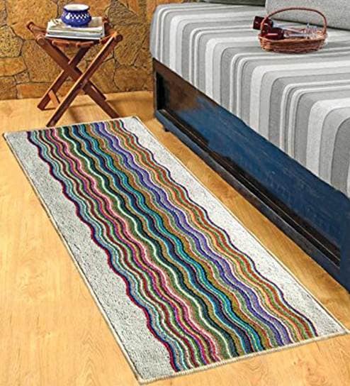 Multicolor Nylon 55 x 22 Inches Machine Made Floor Runner