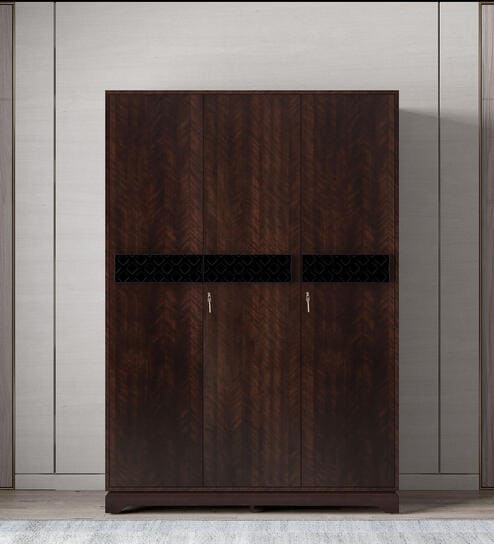 Madeline 3 Door Wardrobe With Drawer And Locker In Brown Finish
