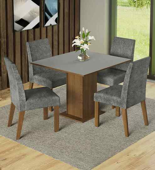 Madera 4 Seater Dining Set In Brown Finish