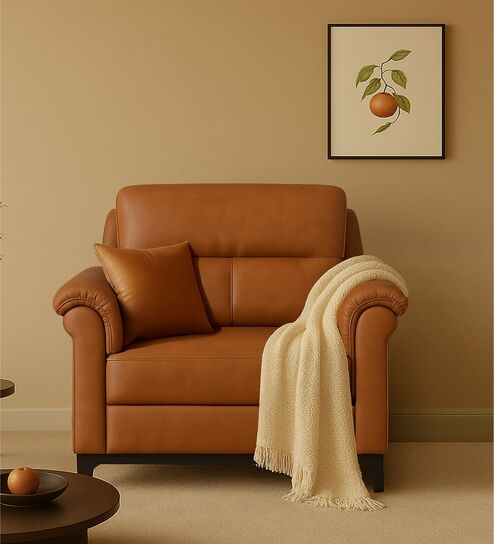 Madison 2.0 Leatherette 1 Seater Sofa In Tan PU Colour