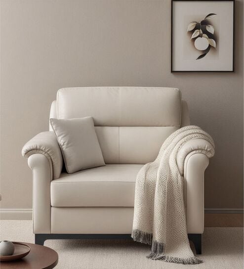 Madison 2.0 Leatherette 1 Seater Sofa In Vanilla veil PU Colour