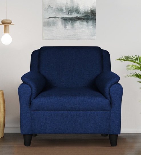 Madison Fabric 1 Seater Sofa In Cool Cobalt Colour