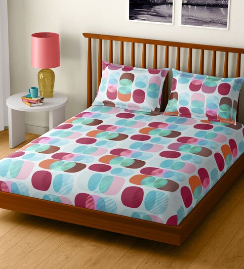 Buy Splendor Cotton 104tc Double Bedsheet With 2 Pillow Covers By