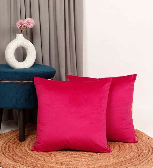 Magenta Velevt Solids 24x24 inches  Large Cushion Covers  (2Pcs)