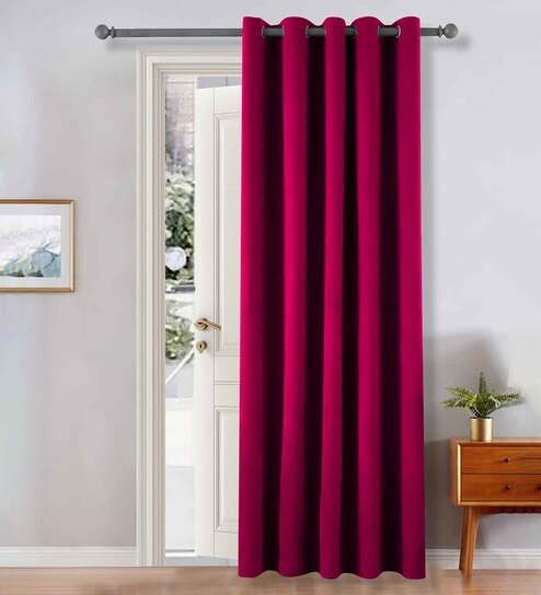 Magenta Velevt Solids 8ft Light Filtering Eyelet Long Door Curtain