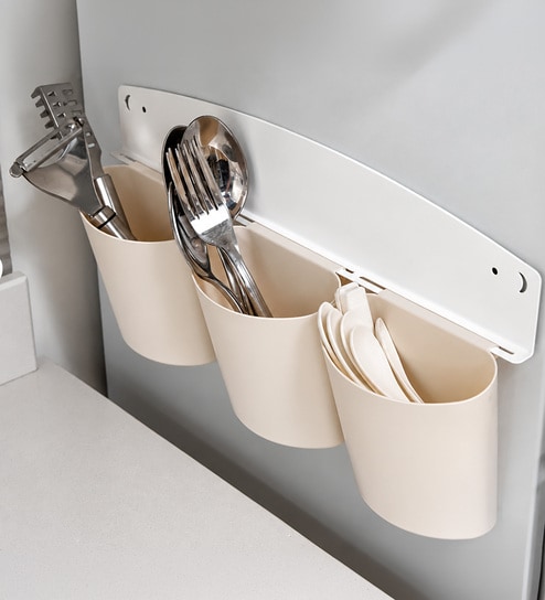 White Plastic Magnetic Storage Basket