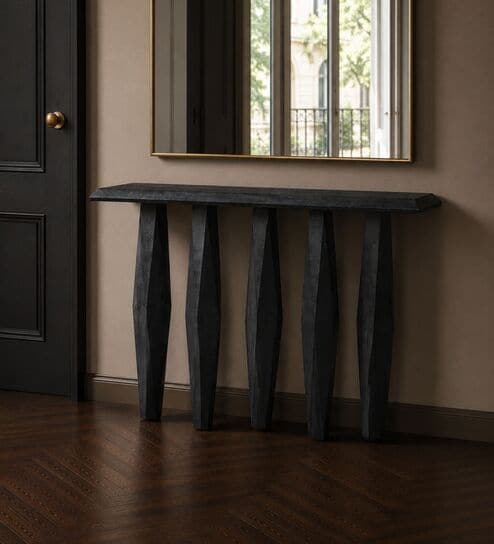 Magnum Wooden Console Table In Black Colour
