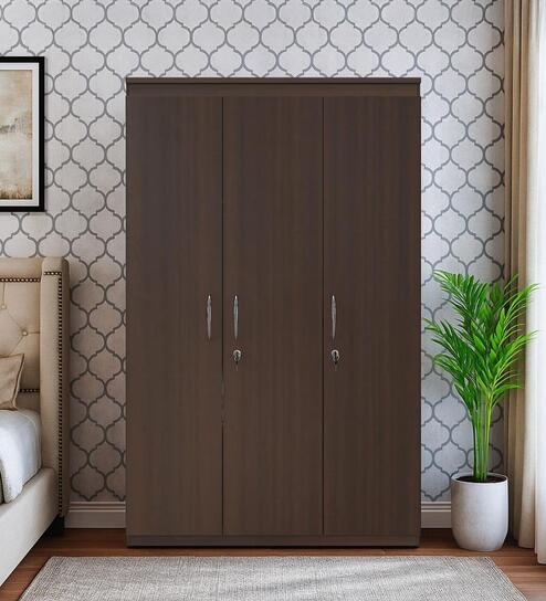 Magnus 3 Door Wardrobe in Dark Elm Finish With Drawer