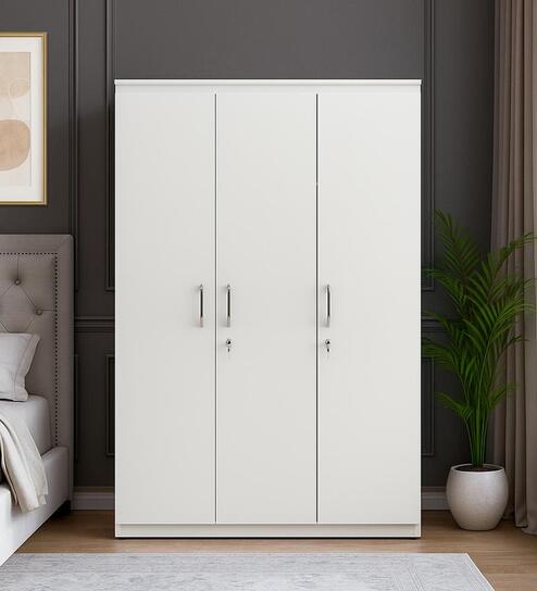 Magnus 3 Door Wardrobe in Mist White Finish With Drawer