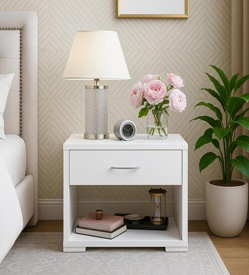 Magnus Bedside Table in Mist White Colour