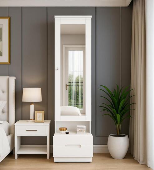 Magnus Dresser with Storage in Mist White Colour