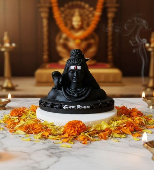 home arte Mahadev ji statue black showpiece with marble base-picture-38