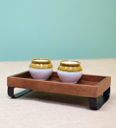 Mahogany Wooden Serving Tray by Brick Brown