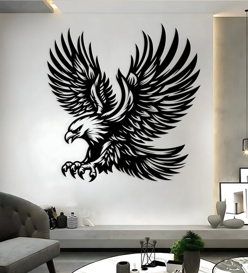 Majestic Detailed Eagle Silhouette Metal Wall Art Decor