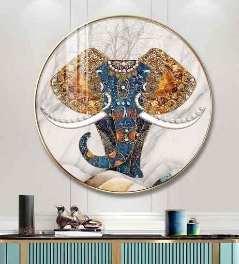 Majestic Elephant Acrylic Round Wall Art