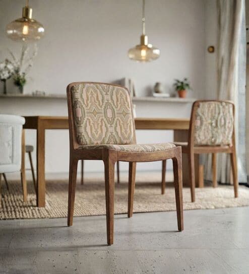 Malabar Dining Chair In Printed Nuetral Colour