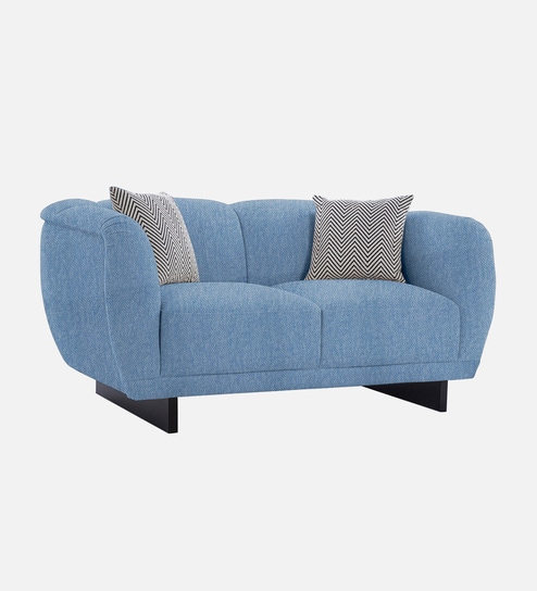 Malaga Chenille Fabric 2 Seater Sofa In Ice Blue Colour